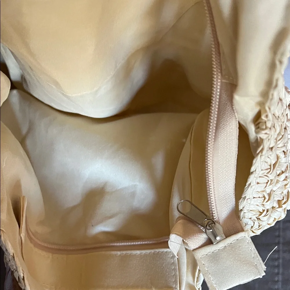 Beige Woven Tote Bag